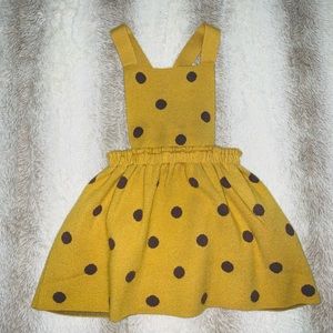 ZARA Baby Girls Mustard Yellow Polka Dot Pinafore Dress
